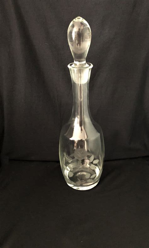Vintage Hand Blown Wine Decanter With Crystal Stopper Etsy Glass Stopper Wine Decanter