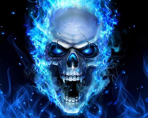3d Blue Fire Skull Theme Wallpapers For Android Apk Download