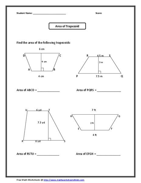 Area Of A Trapezoid Lesson Plans And Worksheets Lesson Planet