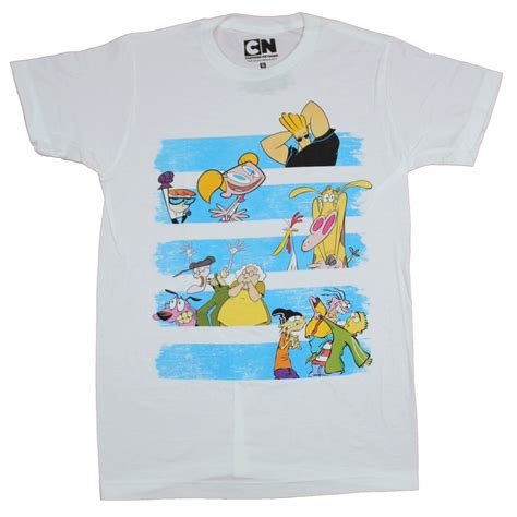 Cartoon Network Mens T Shirt Classic Characters In Blue Stripes Image 2x Large