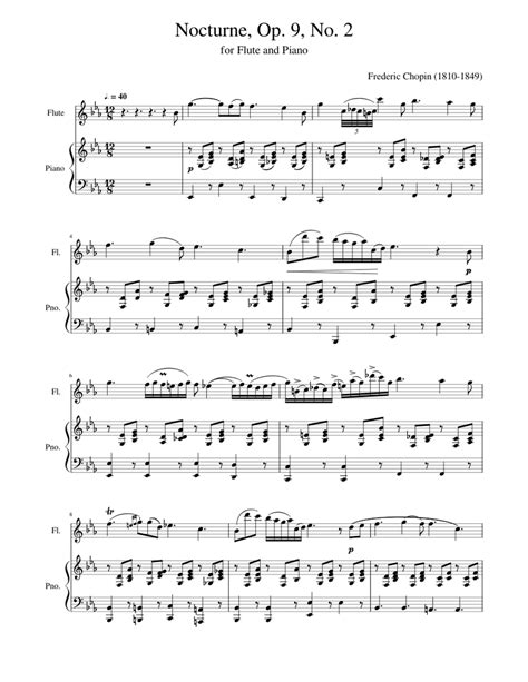 chopin nocturne op    sheet   piano flute solo musescorecom