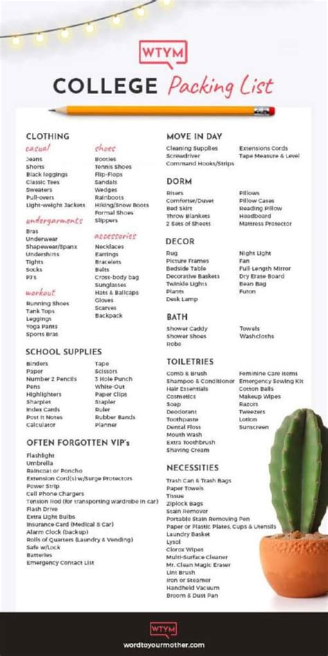 A lot of this checklist is going to come down to your lifestyle and what you will actually use. Ultimate College Packing List For Girls: Free Printable ...