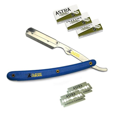 Blue Stainless Steel Professional Barber Straight Edge Razor With 15
