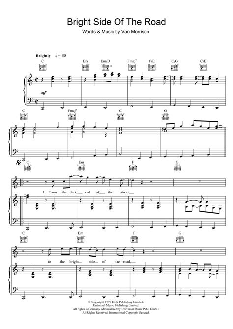 Bright Side Of The Road Sheet Music Van Morrison Piano Vocal