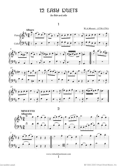 Mozart Easy Duets Sheet Music For Flute And Cello Pdf