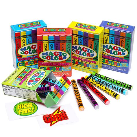 Magic Colors Bubble Gum Crayons 096 Oz Box All City Candy
