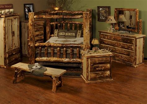 Have you ever dreamed of going to sleep in a classic log cabin? Rustic Wood Bedroom Furniture 26 in 2020 | Log bedroom ...