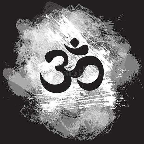 Black Ohm Symbol On Hand Drawn Grange Background Indian Diwali