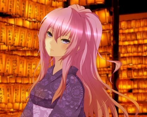 Vocaloid Megurine Luka Long Hair Kimono Pink Hair Anime