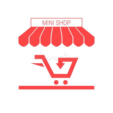 Small Shop Mini Market Single Flat Vector Icon Striped Awning And