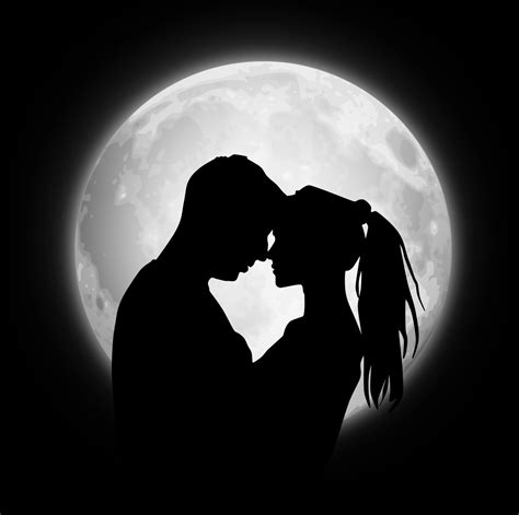Wallpaper Couple Silhouettes Moon Love 2353x2339 Wallup