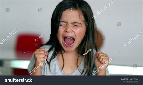 Upset Little Girl Yelling Feeling Angry Stock Photo 2042257760