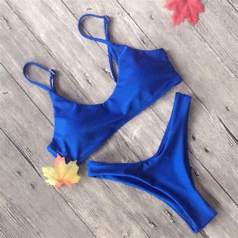 Buy Women Halter Push Up Bikini Set Padded Bra Sexy Swimsuit Bandage Swim Suit Brazilian Biquini