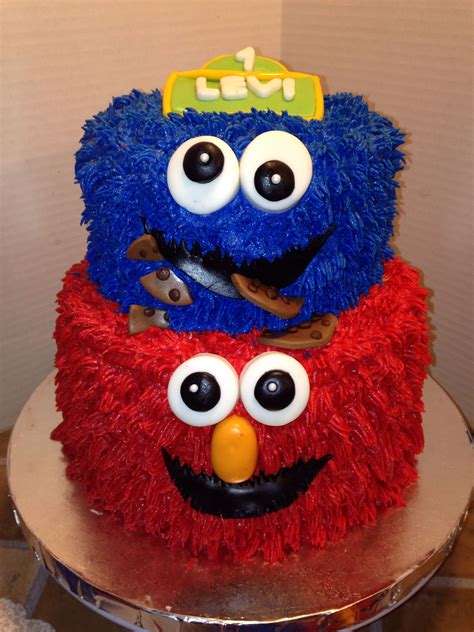 Elmo And Cookie Monster W Matching Smash Cake And Cupcakes