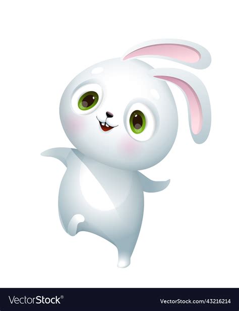 Cute Funny Baby Bunny Or Rabbit Dancing Jumping Vector Image
