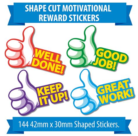Buy 144 Shape Cut Well Done Reward Stickers Children Kids Teachers