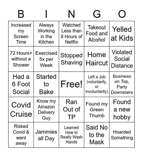 Quarantine Bingo For Adults Bingo Card