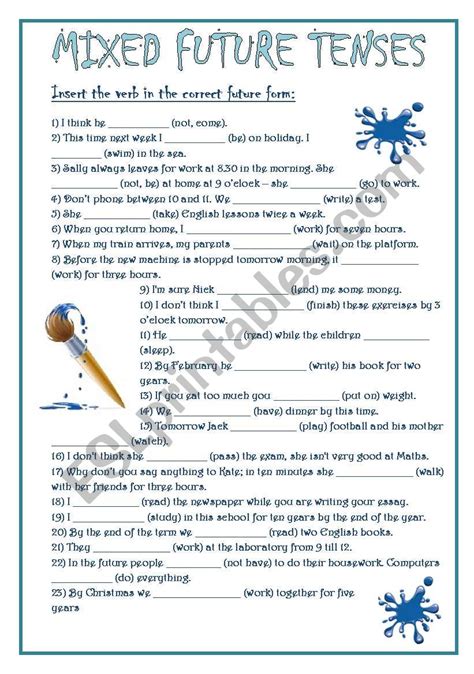 Future Tenses Multiple Choice Exercise Worksheet Images