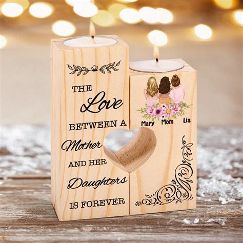 Mother And Daughters Candle Holder Love Between Mom And Etsy