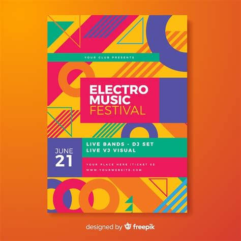 Free Vector Electronic Music Festival Poster Template