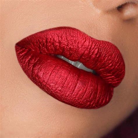 Red Hot Metallic Lipstick Metallic Cherry Red Metallic Lipstick Lipstick Beautiful Lipstick