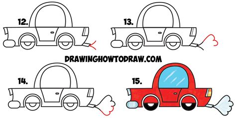Showcase your love for someone with this simple and cute drawing. How to Draw a Cartoon Car from Lowercase Letter e Shapes ...