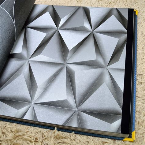 papel de parede textura alto relevo geometrico cinza