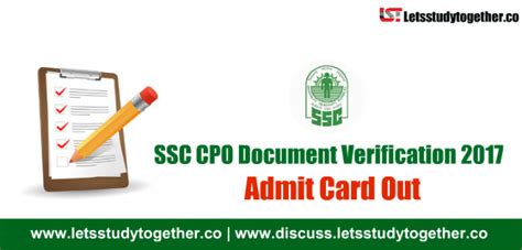 Check spelling or type a new query. SSC CPO Document Verification Admit Card 2017 (All Region) - Download Now