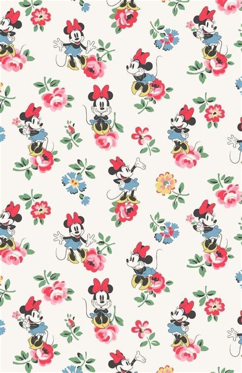 Mickey And Minnie Mouse Wallpaper With Flowers On White Background For