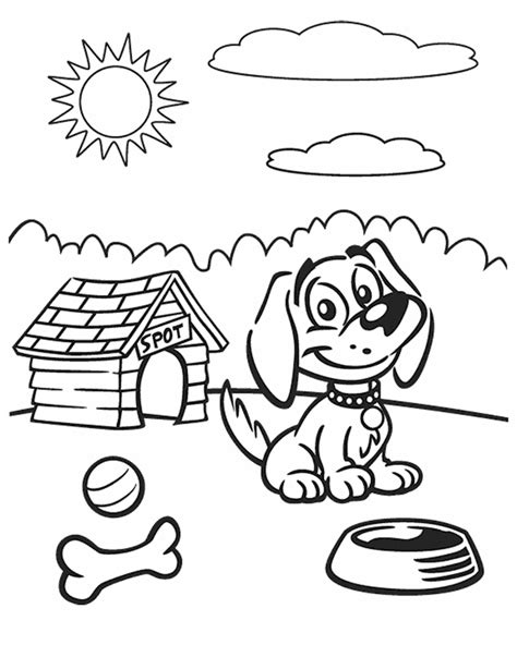 100% free, no strings attached! Cartoon coloring pages: Dog on a sunny day