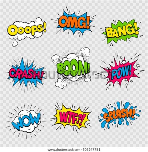 Vector Illustration Colorful Cartoon Sound Effects Stock Vector