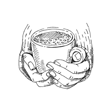 Premium Vector Hand Drawn Sketch Of Hands Holding A Cup Of Coffee Tea