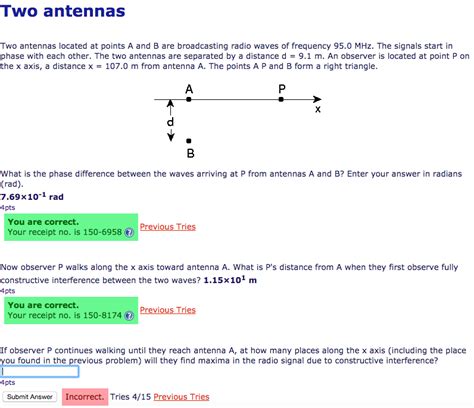 Solved Two Antennas Two Antennas Located At Points A And B Chegg Com