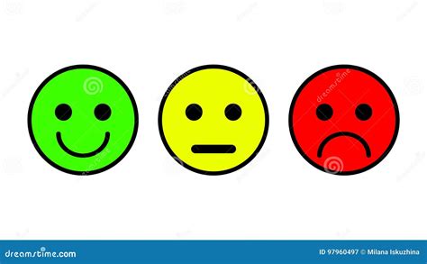 Set Of 3 Smiley Icons Sad Neutral Smiled Stock Vector Illustration