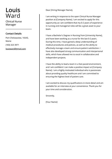 Clinical Nurse Manager Cover Letter Example (Free Guide)