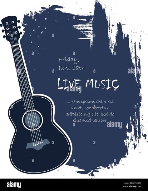 Acoustic Guitar Live Music Banner Template Vector Illustration Stock
