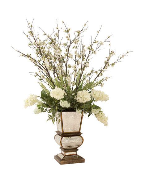 John Richard Collection Ivory Arrangement In Mirrored Planter Large