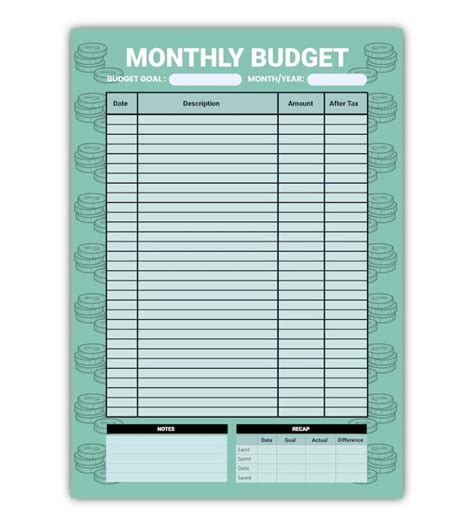 Modelo De Planejador De Orçamento Mensal Vetor Premium