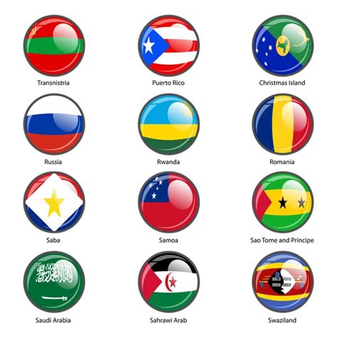 Set Circle Icon Flags Of World Sovereign States Vector Illustr Stock