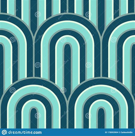 Mid Century Geometric Blue And Green Seamless Vector Pattern Stock