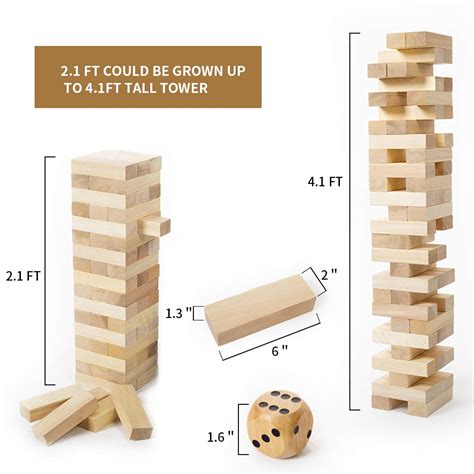 Giant Timber Tower With Dice And Game Board 56 Pcs Gentle Monster Large