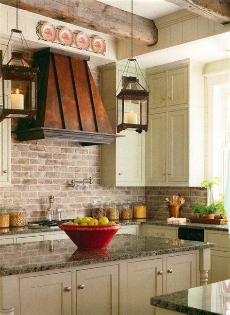 Now the important question is how can we create that kind of kitchen? Brick backsplash! by ava | Farmhouse kitchen design ...