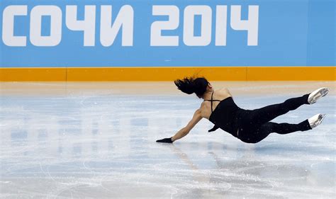 Japans Akiko Suzuki Falls During A Figure Skating Training Session In
