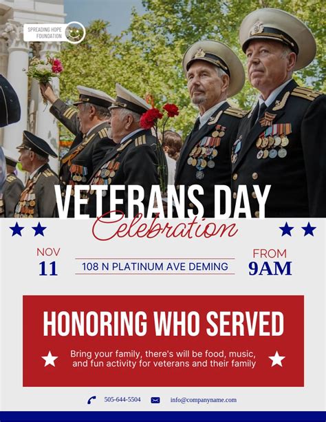 Red And Blue Veterans Day Celebration Poster Venngage