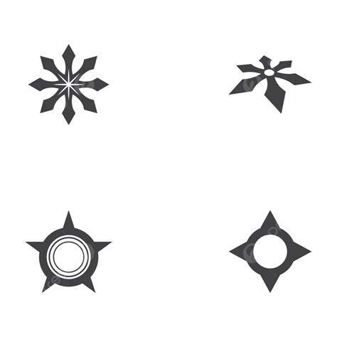 Set Shuriken Icon Illustration Vector Flat Design Stars Background