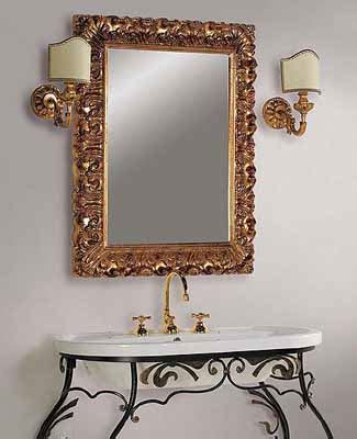 An unconventional way to decorate your bathroom using a large bathroom mirror. Charming Bathroom Decor, Old World Bathroom Decorating Ideas