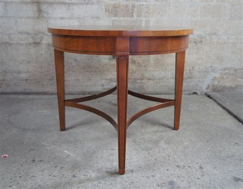 This round 3 piece coffee table set is worth waiting for. Baker Furniture Laura Ashley Inlaid Mahogany Burl Wood ...