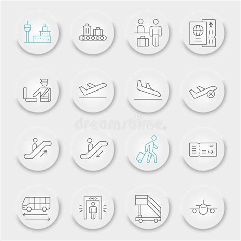 Airport Line Icon Set Stock Illustration Illustration Of Symbol