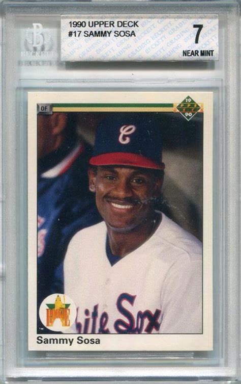 Check spelling or type a new query. Sammy Sosa Unsigned 1990 Upper Deck Rookie Card (Beckett)