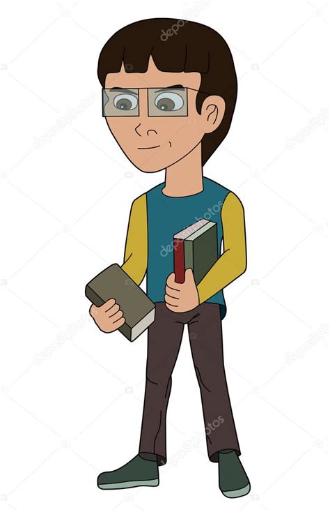 Cartoon Kid Nerd Boy Holding Book — Stock Vector © Maxiharmony 7910221